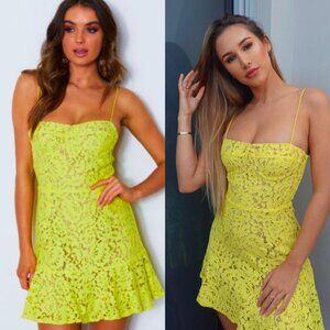 ☀️ WHITE FOX Venice Lace Mini Citrus Yellow Size Small Cute Coquette Neon Boho